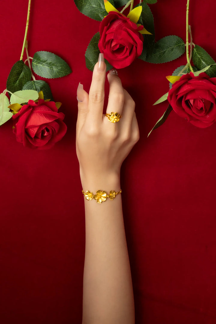 Nhẫn Kiểu Hoa Lá Tim Vàng 23K Bảo Tín K&K