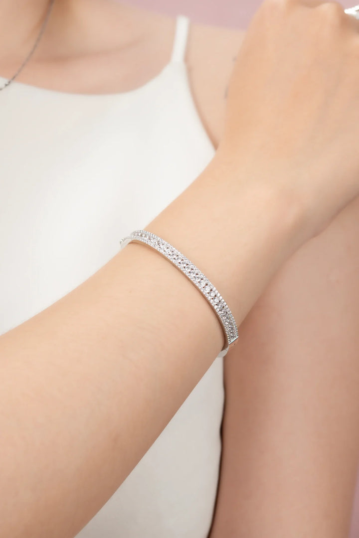 Vòng Tay Hạt Tấm To Nhỏ Đính Đá CZ Kiểu Ý 750 Bảo Tín K&K