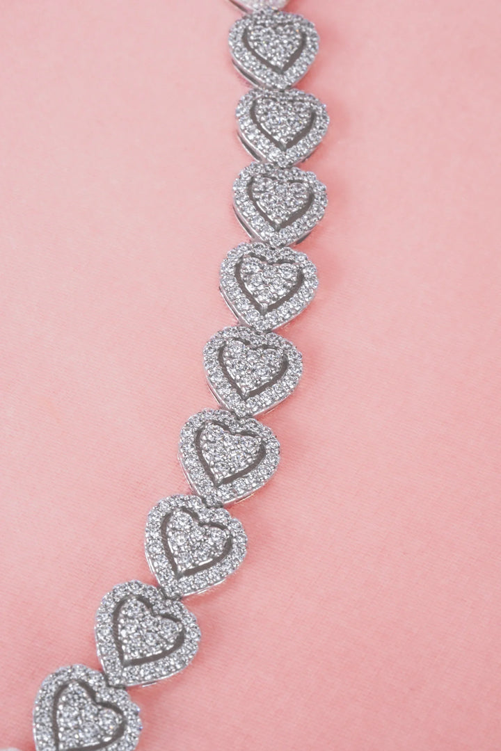 Lắc Tay Trái Tim Đính Đá CZ Kiểu Ý 750 Bảo Tín K&K