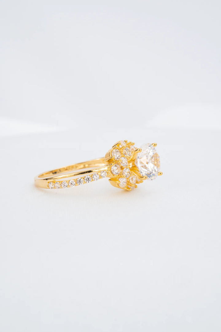 Nhẫn Cầu Hôn Kiểu Dáng Halo Vàng 16K đính đá CZ Bảo Tín K&K