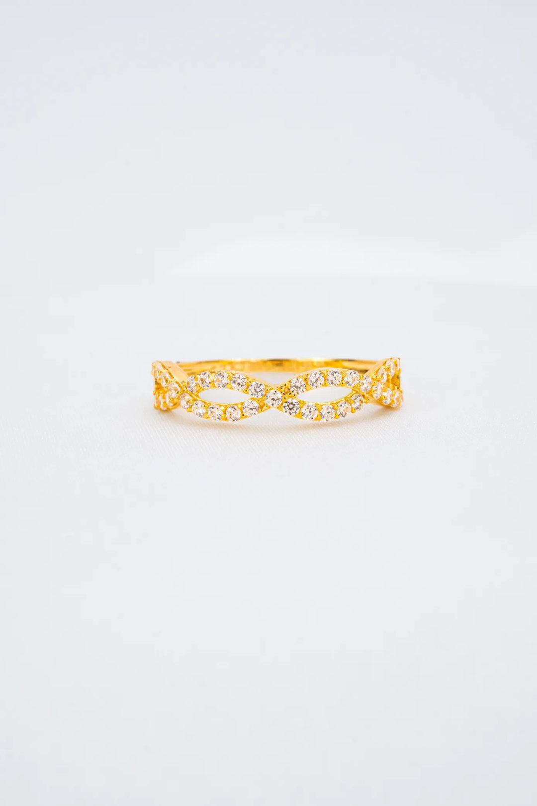 Nhẫn Kiểu Xoắn Đôi Tấm Vàng 16K đính đá CZ Bảo Tín K&K