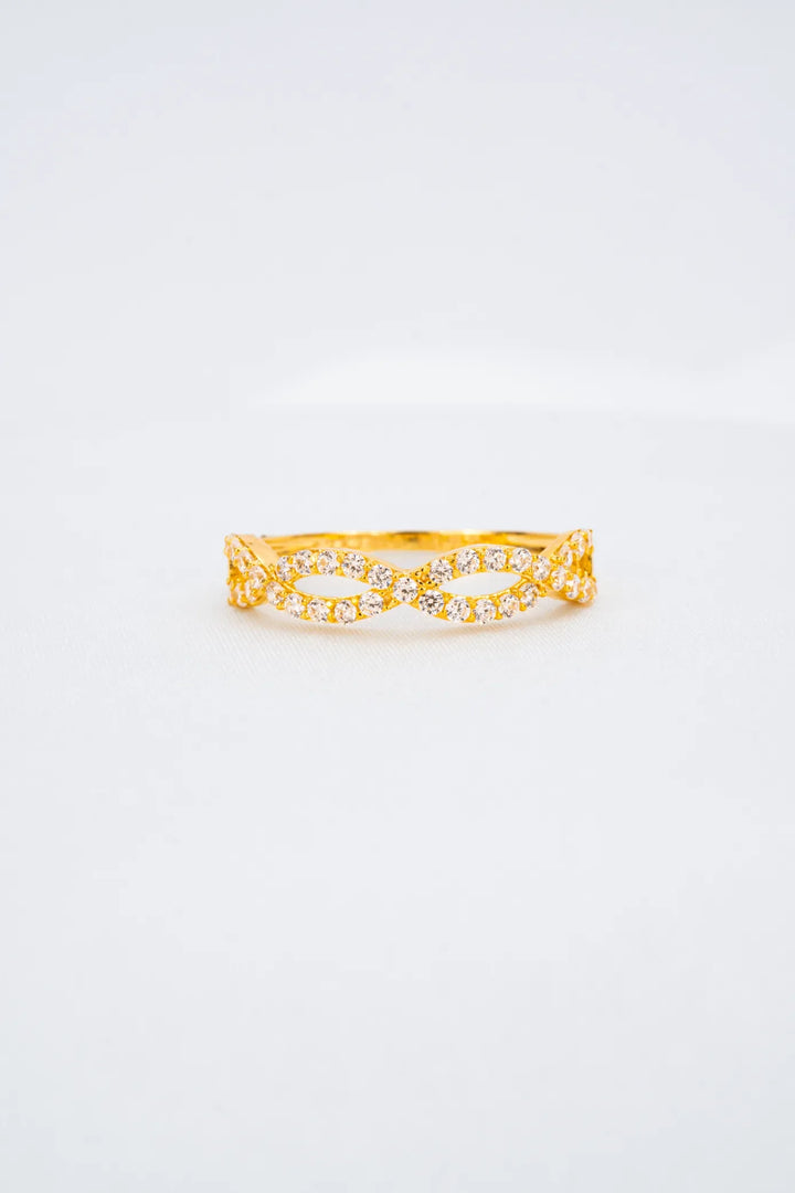 Nhẫn Kiểu Xoắn Đôi Tấm Vàng 16K đính đá CZ Bảo Tín K&K