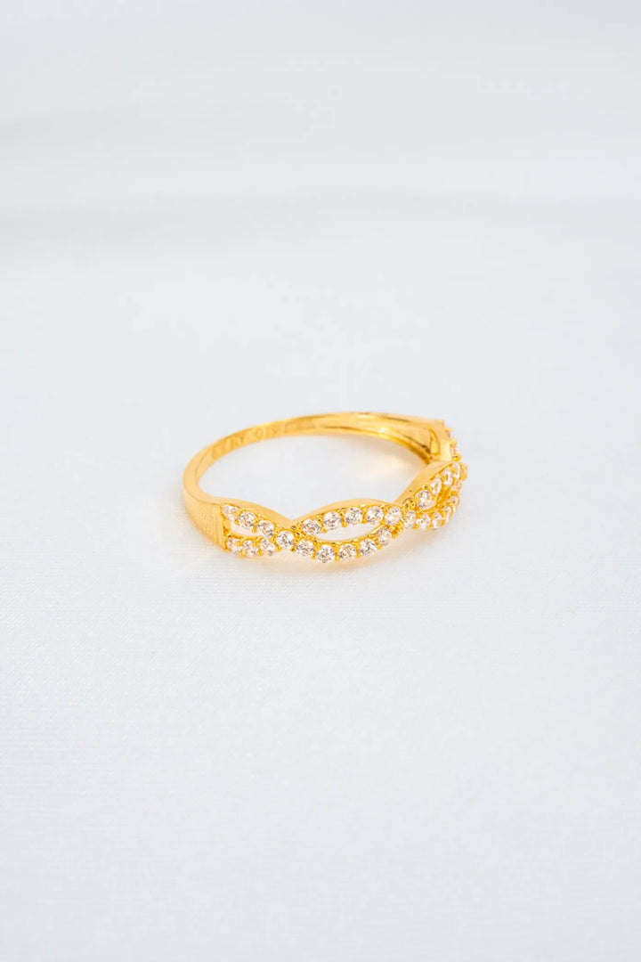 Nhẫn Kiểu Xoắn Đôi Tấm Vàng 16K đính đá CZ Bảo Tín K&K