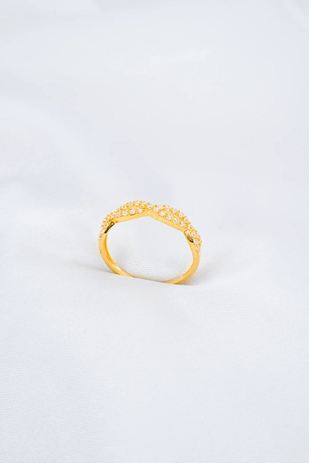 Nhẫn Kiểu Xoắn Đôi Tấm Vàng 16K đính đá CZ Bảo Tín K&K