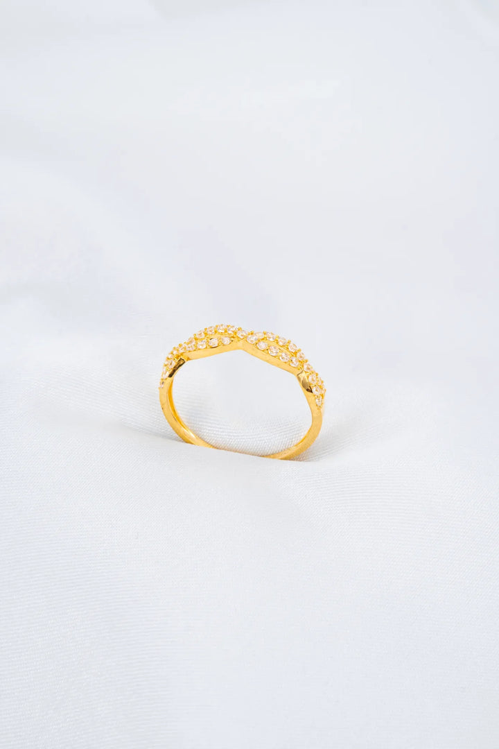 Nhẫn Kiểu Xoắn Đôi Tấm Vàng 16K đính đá CZ Bảo Tín K&K