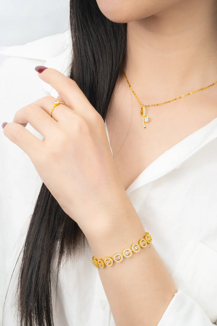 Nhẫn Kiểu Cổ Điển Vàng 16K đính đá CZ Bảo Tín K&K