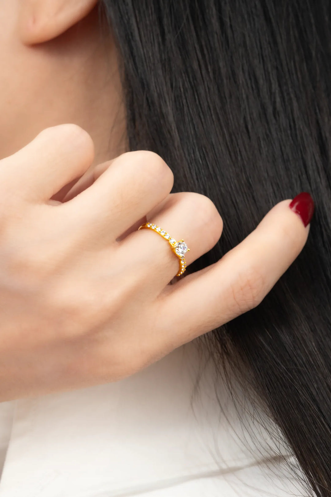 Nhẫn Kiểu Cổ Điển Vàng 16K đính đá CZ Bảo Tín K&K