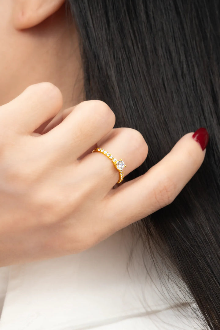 Nhẫn Kiểu Cổ Điển Vàng 16K đính đá CZ Bảo Tín K&K