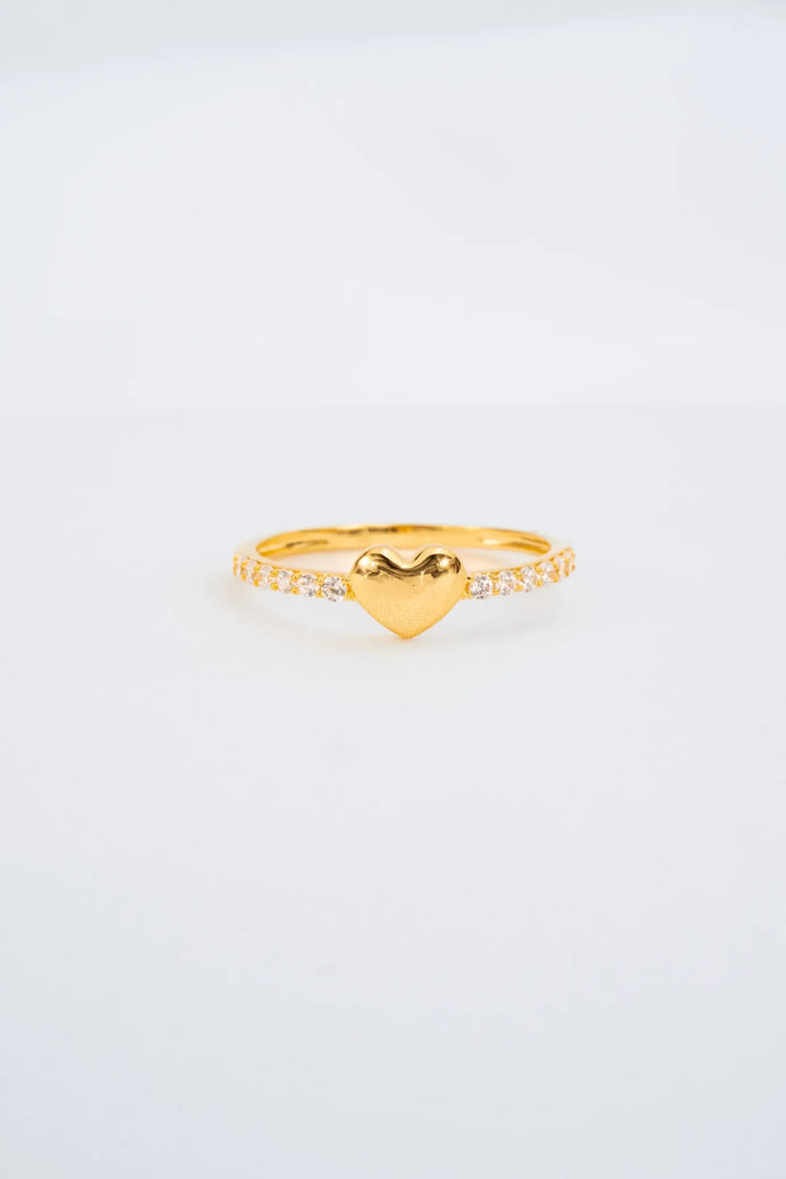 Nhẫn Trái Tim Trơn Đai Tấm Vàng 16K đính đá CZ Bảo Tín K&K