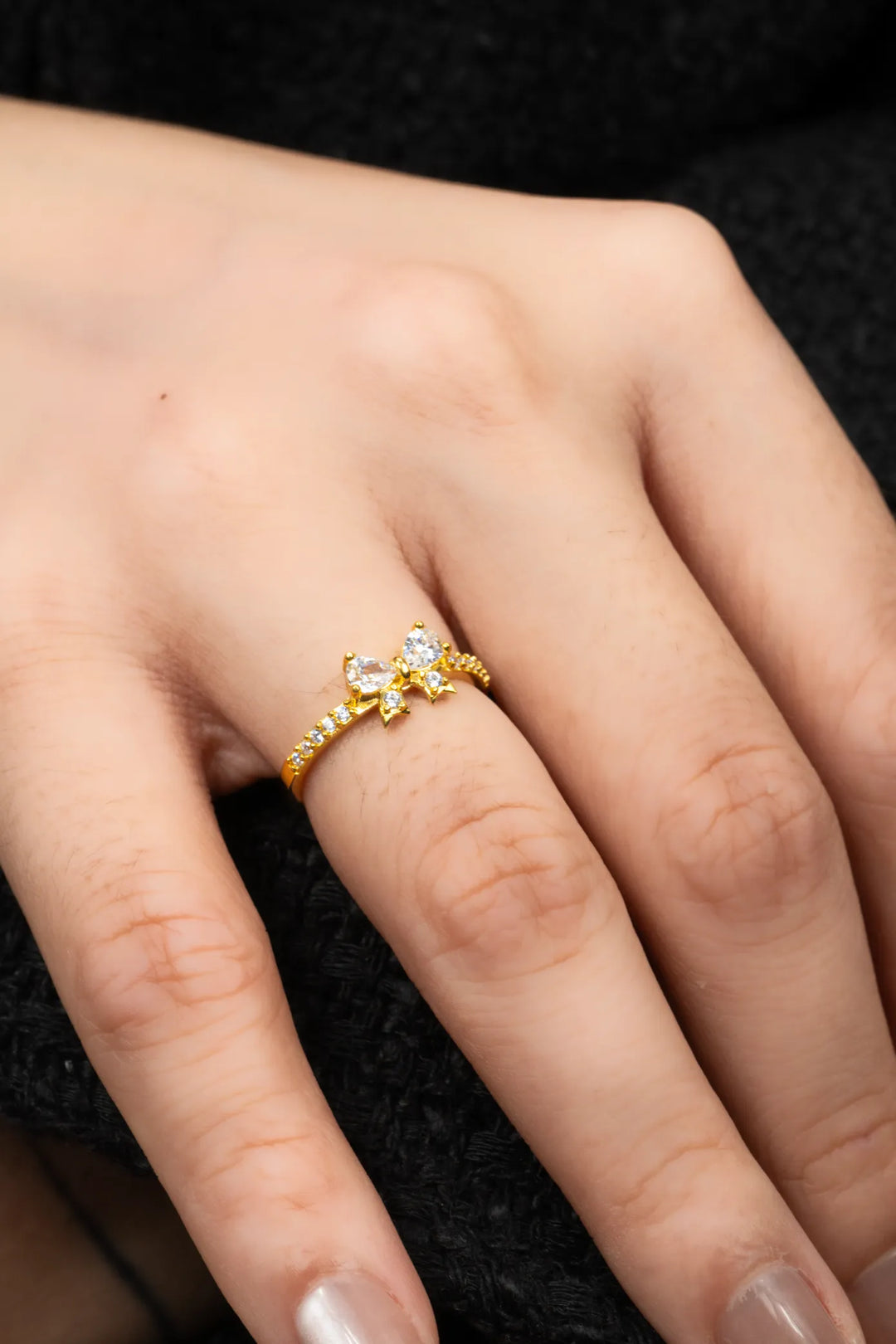 Nhẫn Hình Nơ Vàng 16K đính đá CZ Bảo Tín K&K