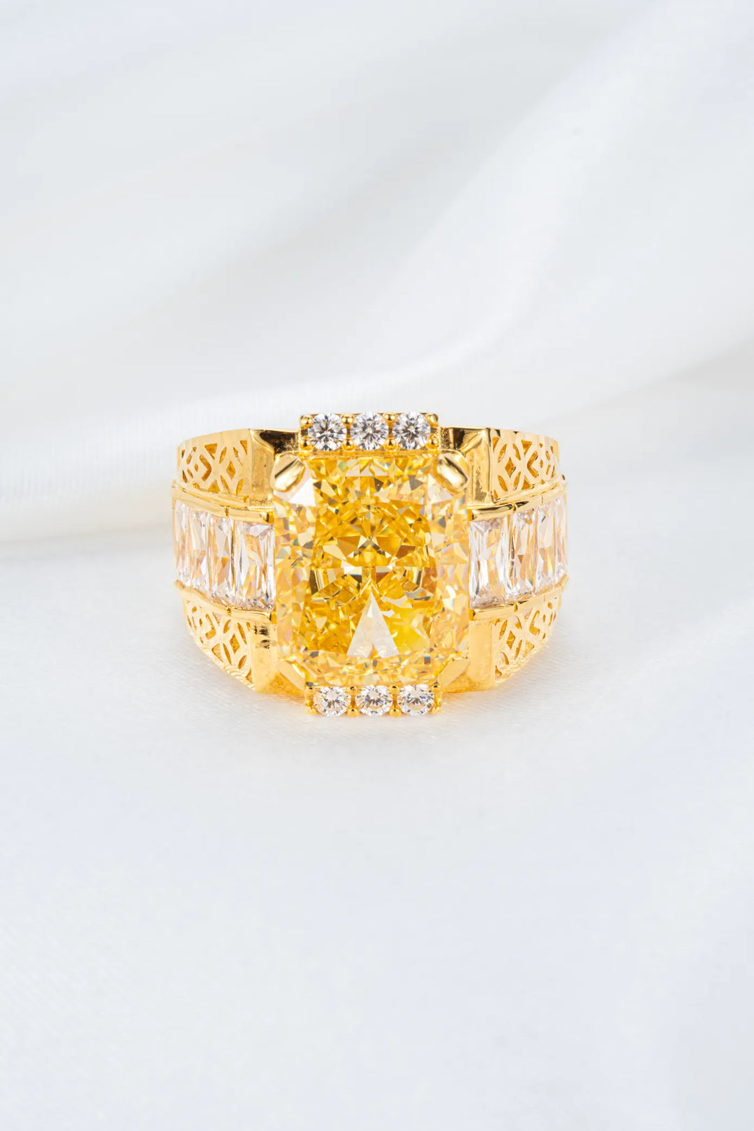 Nhẫn Nam Mặt Đá Vuông Đồng Tiền Vàng 16K đính đá Nam Phi Bảo Tín K&K