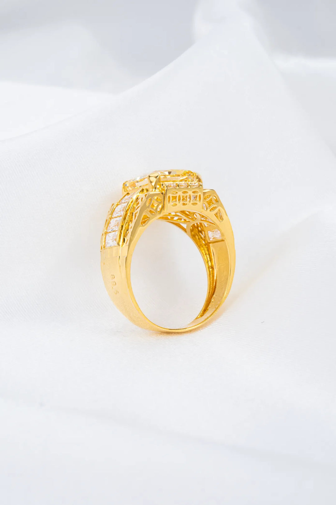 Nhẫn Nam Mặt Đá Vuông Đồng Tiền Vàng 16K đính đá Nam Phi Bảo Tín K&K