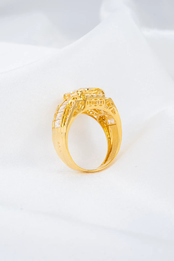 Nhẫn Nam Mặt Đá Vuông Đồng Tiền Vàng 16K đính đá Nam Phi Bảo Tín K&K