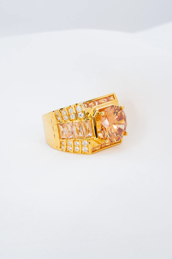 Nhẫn Nam Đá Màu Hổ Phách Vàng 16K đính đá CZ Bảo Tín K&K