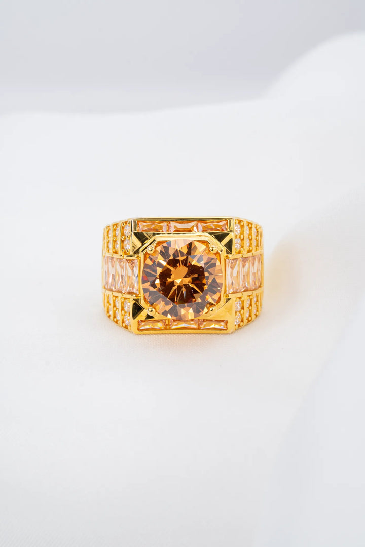 Nhẫn Nam Đá Màu Hổ Phách Vàng 16K đính đá CZ Bảo Tín K&K