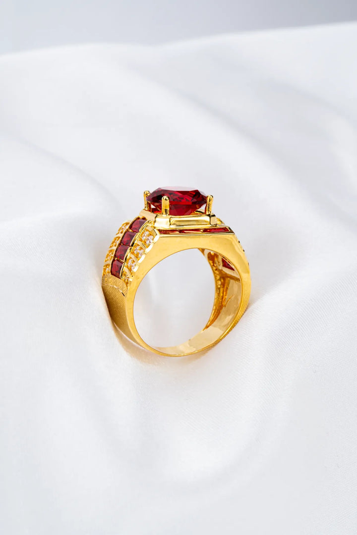 Nhẫn Nam Đá Đỏ Vàng 16K đính đá CZ Bảo Tín K&K