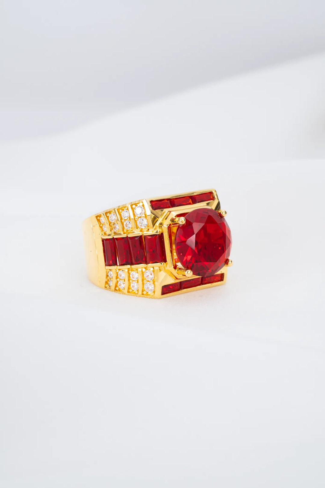 Nhẫn Nam Đá Đỏ Vàng 16K đính đá CZ Bảo Tín K&K