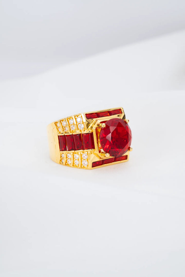 Nhẫn Nam Đá Đỏ Vàng 16K đính đá CZ Bảo Tín K&K