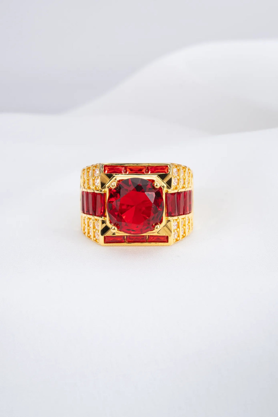 Nhẫn Nam Đá Đỏ Vàng 16K đính đá CZ Bảo Tín K&K