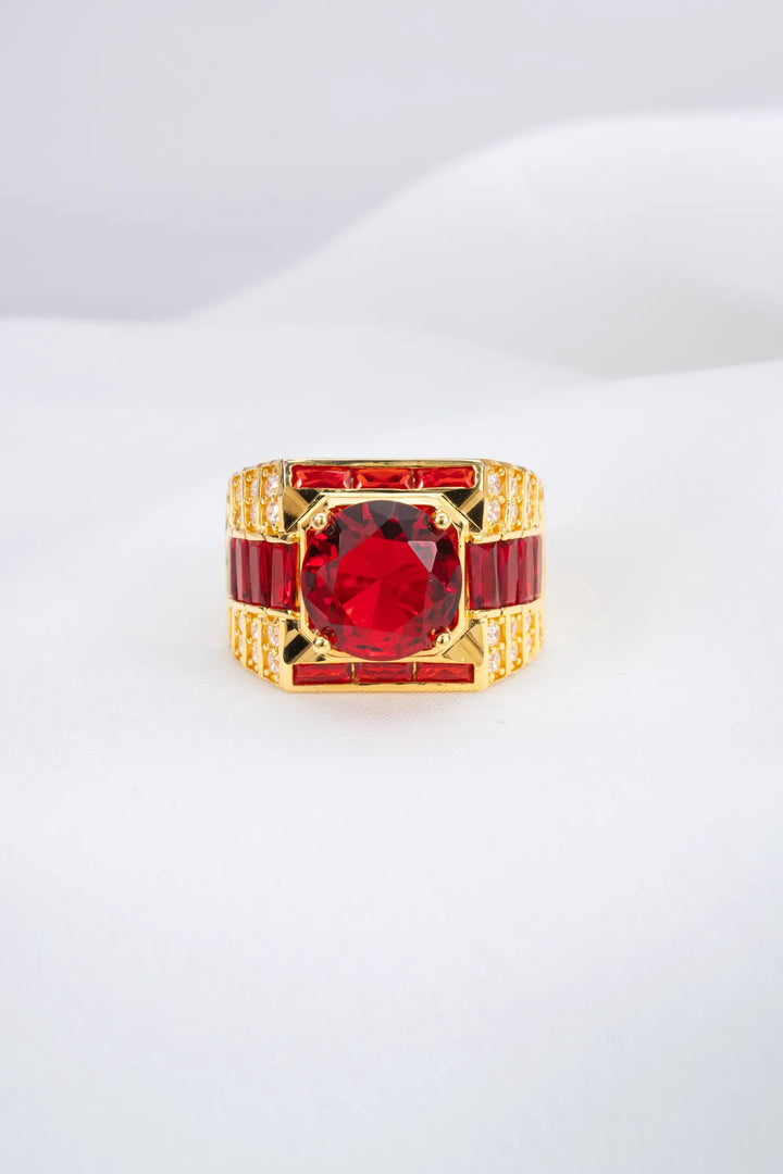 Nhẫn Nam Đá Đỏ Vàng 16K đính đá CZ Bảo Tín K&K