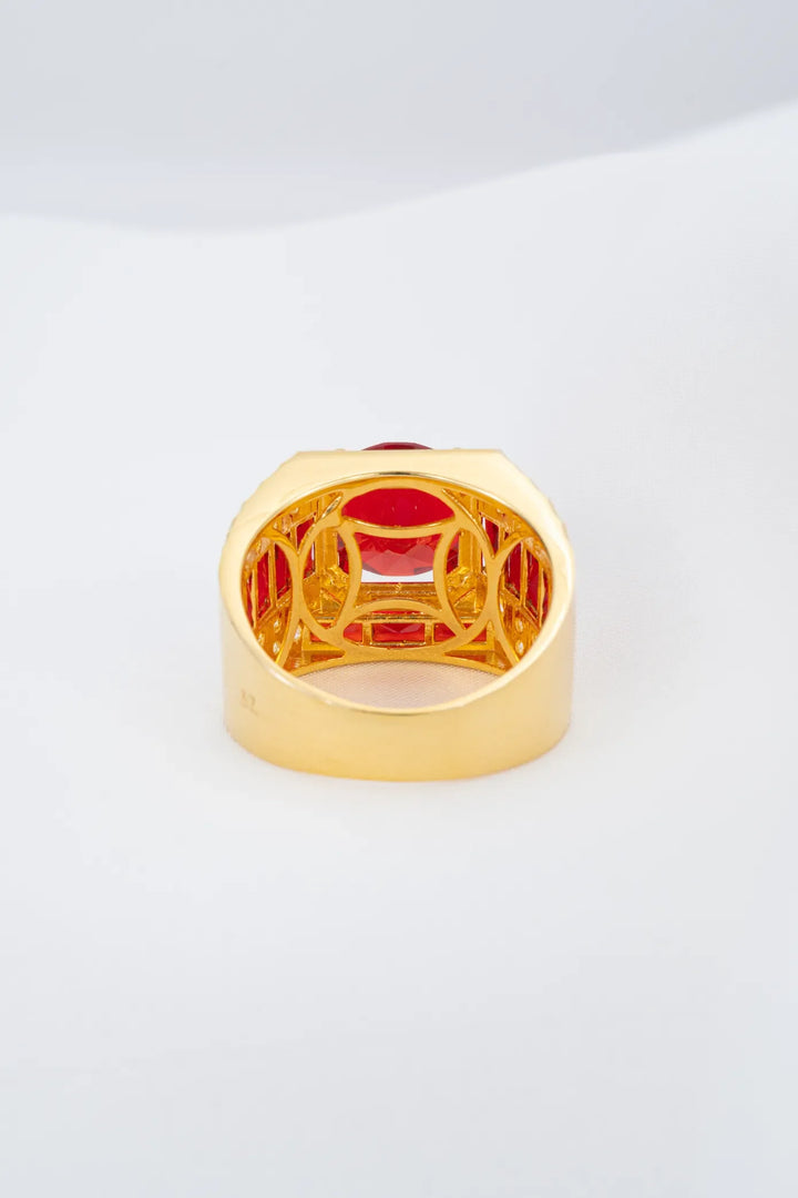 Nhẫn Nam Đá Đỏ Vàng 16K đính đá CZ Bảo Tín K&K