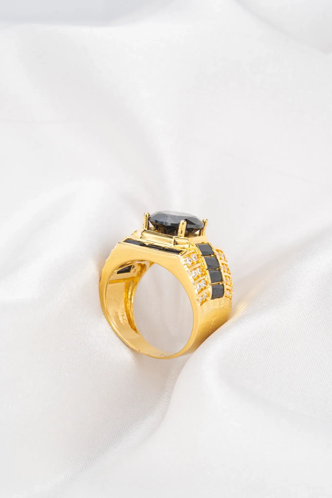 Nhẫn Nam Đá Đen Vàng 16K đính đá CZ Bảo Tín K&K