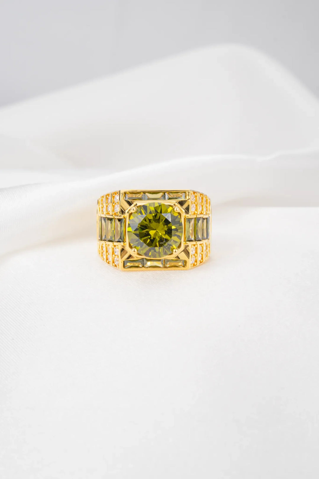 Nhẫn Nam Đá Xanh Rêu Vàng 16K đính đá CZ Bảo Tín K&K