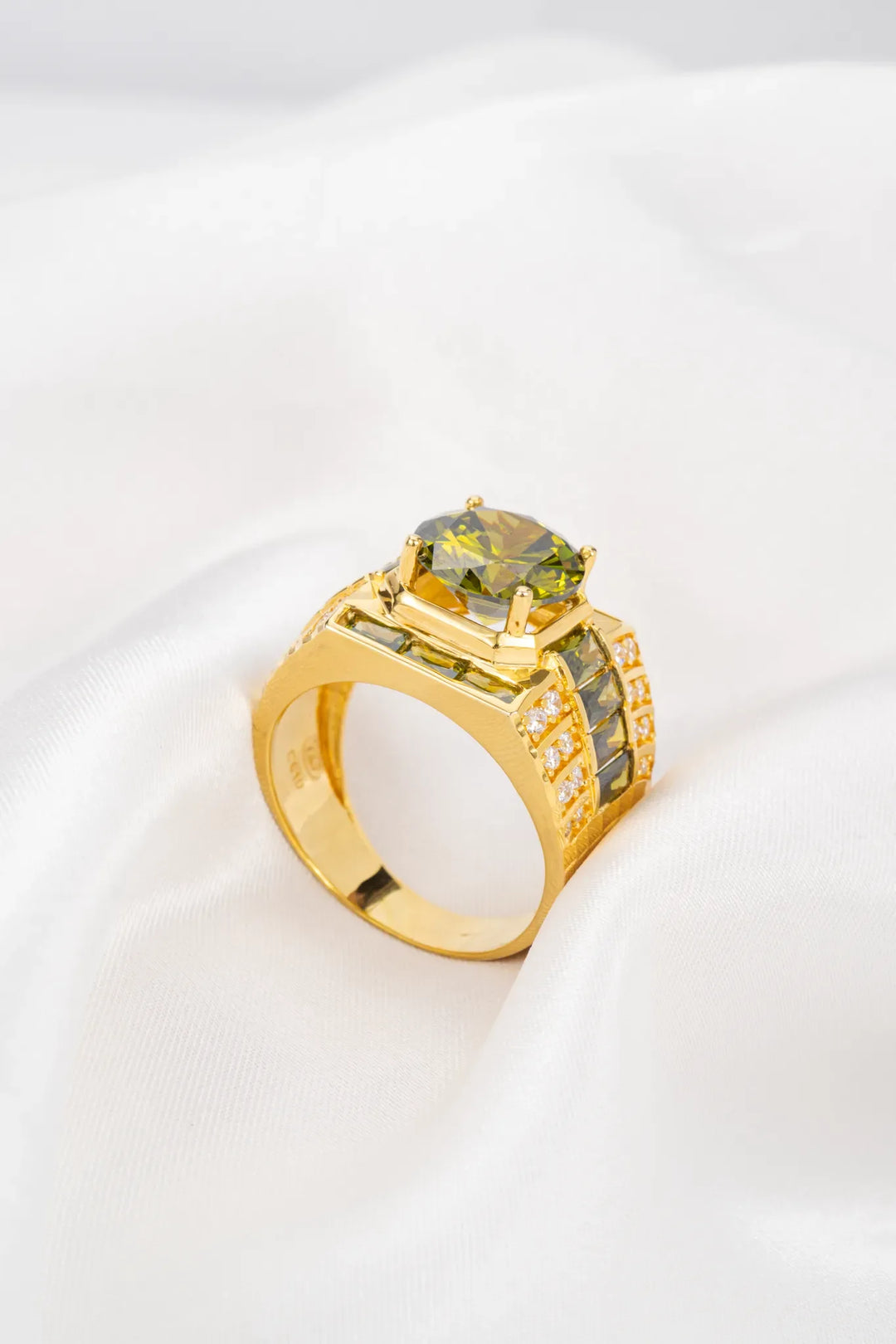 Nhẫn Nam Đá Xanh Rêu Vàng 16K đính đá CZ Bảo Tín K&K