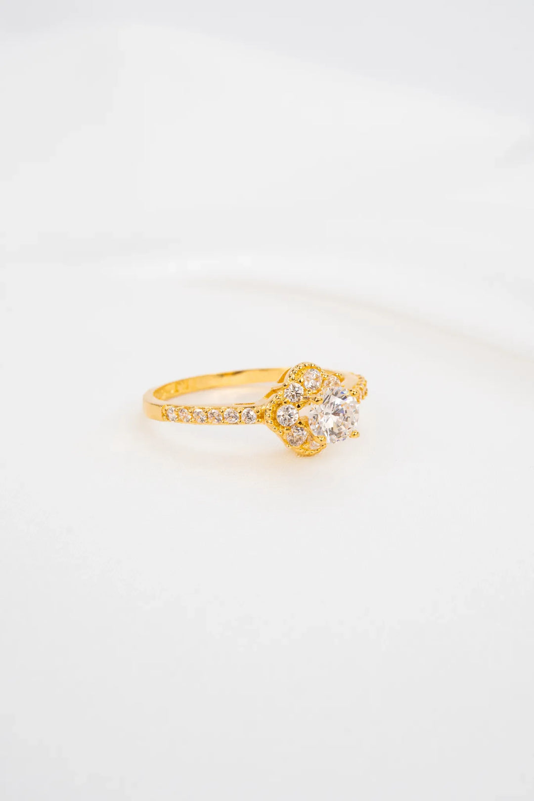 Nhẫn Hoa 4 Cánh Vàng 16K đính đá CZ Bảo Tín K&K