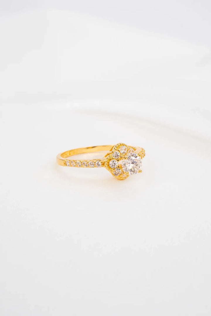 Nhẫn Hoa 4 Cánh Vàng 16K đính đá CZ Bảo Tín K&K