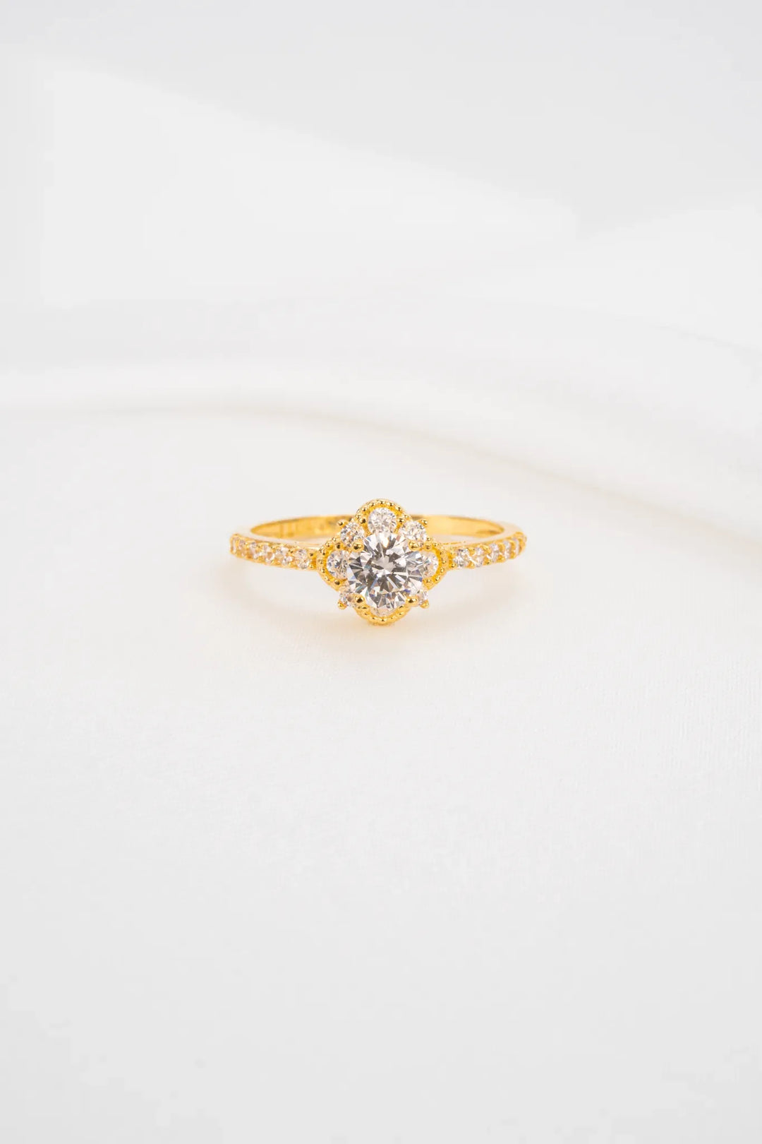 Nhẫn Hoa 4 Cánh Vàng 16K đính đá CZ Bảo Tín K&K