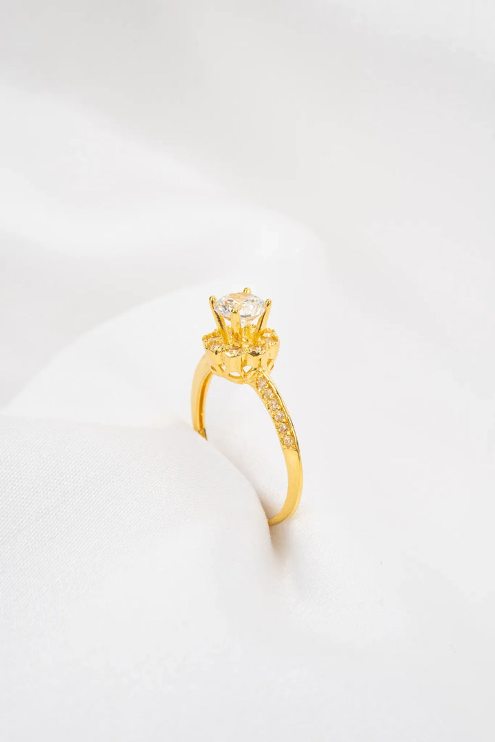 Nhẫn Hoa Tròn 8 Cánh Vàng 16K đính đá CZ Bảo Tín K&K