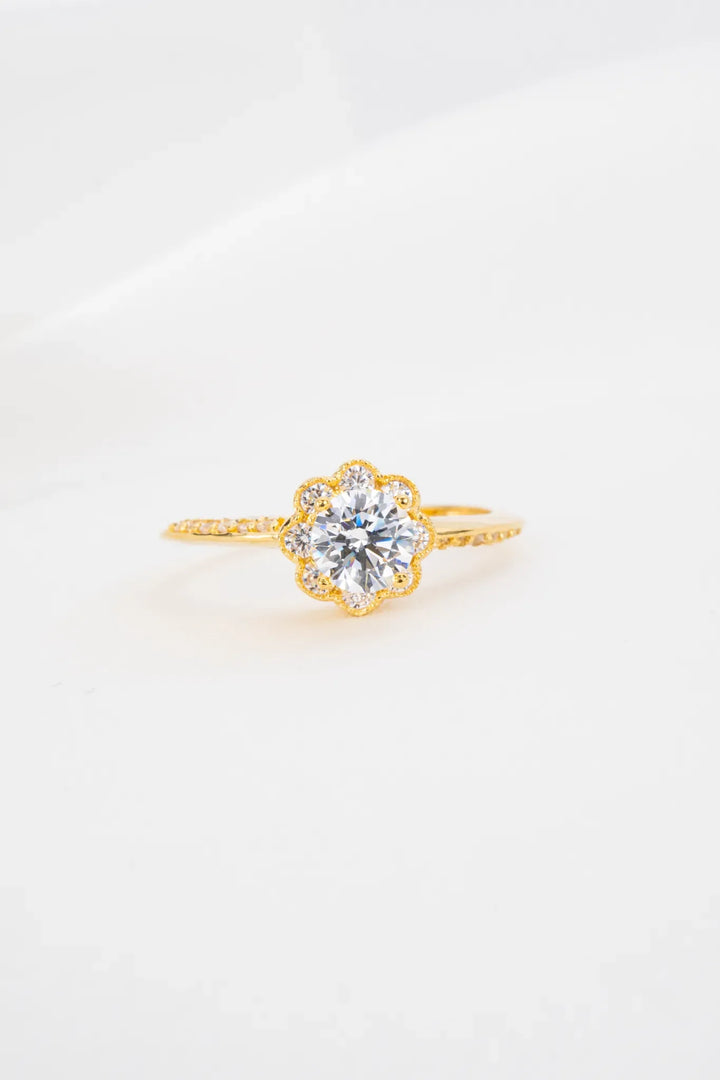 Nhẫn Hoa Tròn 8 Cánh Vàng 16K đính đá CZ Bảo Tín K&K