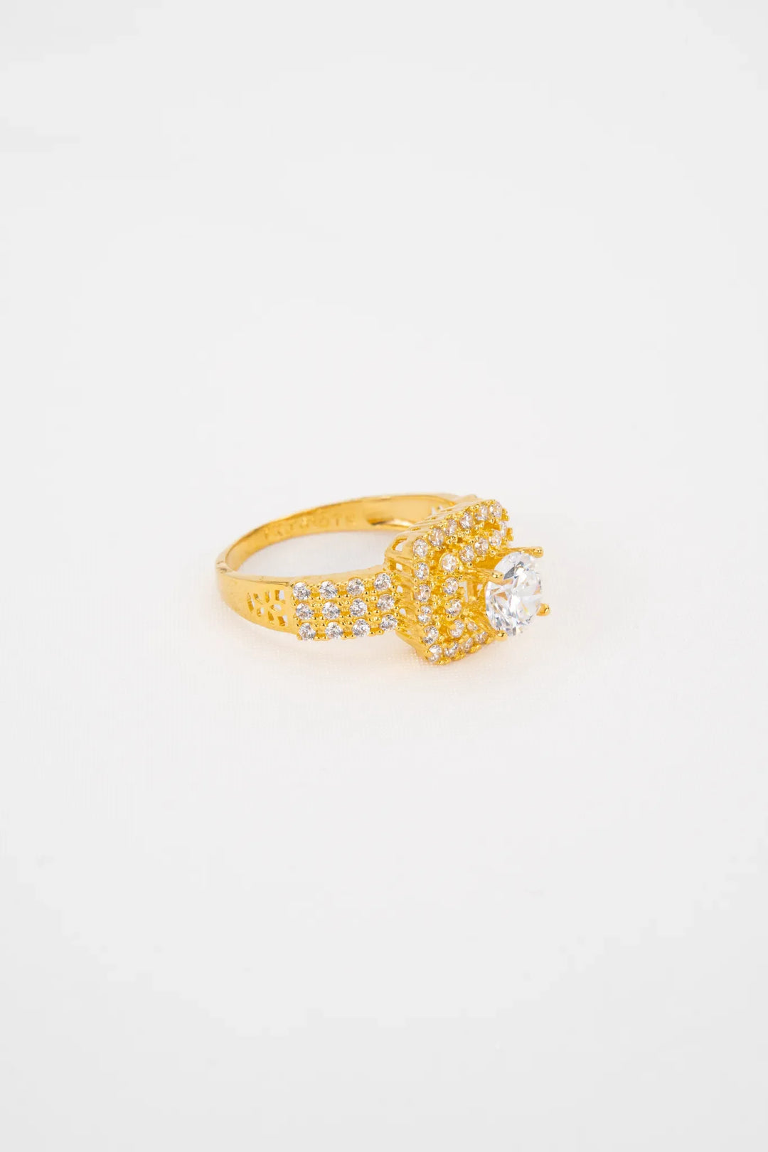 Nhẫn Vuông Tấm Viền Đôi Vàng 16K đính đá CZ Bảo Tín K&K