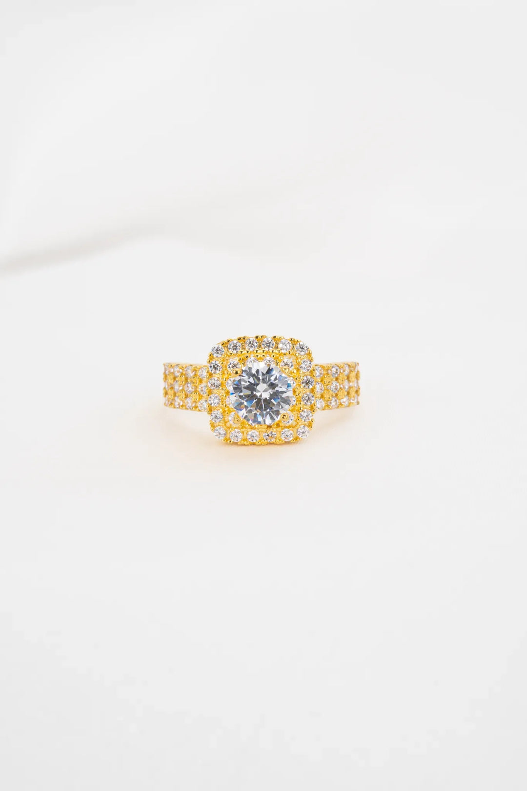 Nhẫn Vuông Tấm Viền Đôi Vàng 16K đính đá CZ Bảo Tín K&K