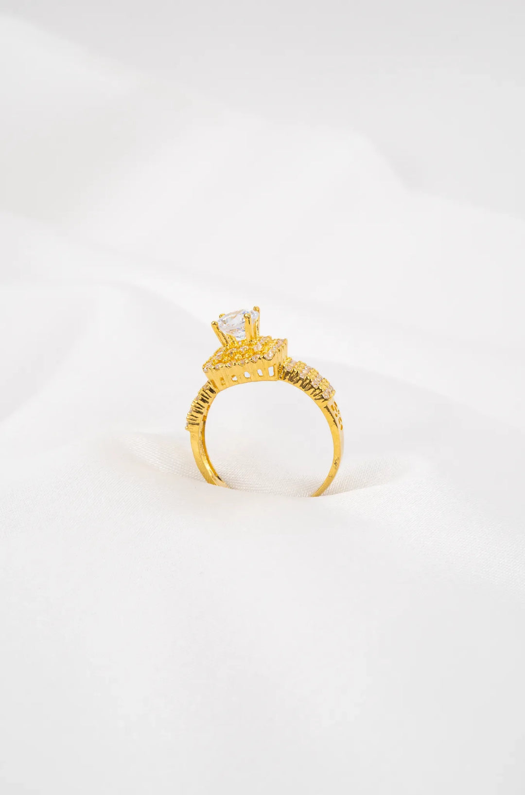 Nhẫn Vuông Tấm Viền Đôi Vàng 16K đính đá CZ Bảo Tín K&K