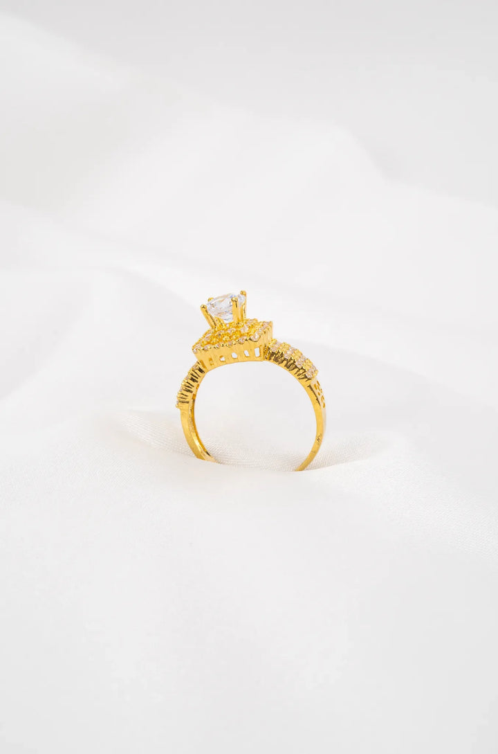 Nhẫn Vuông Tấm Viền Đôi Vàng 16K đính đá CZ Bảo Tín K&K