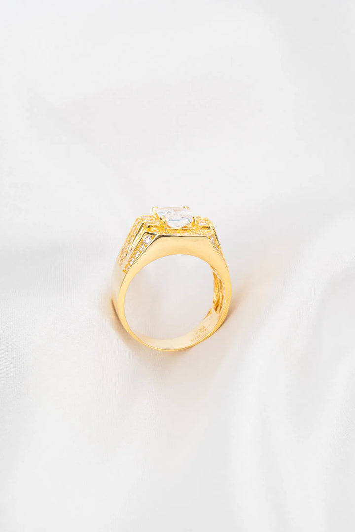 Nhẫn Nam Đá Vuông Vàng 16K đính đá Nam Phi Bảo Tín K&K