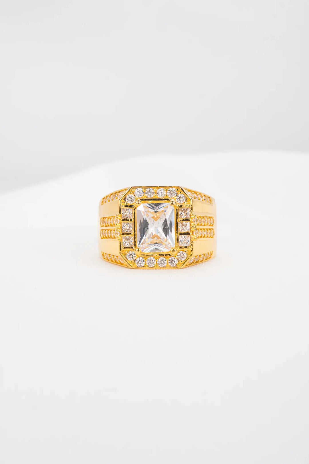 Nhẫn Nam Đá Vuông Vàng 16K đính đá Nam Phi Bảo Tín K&K