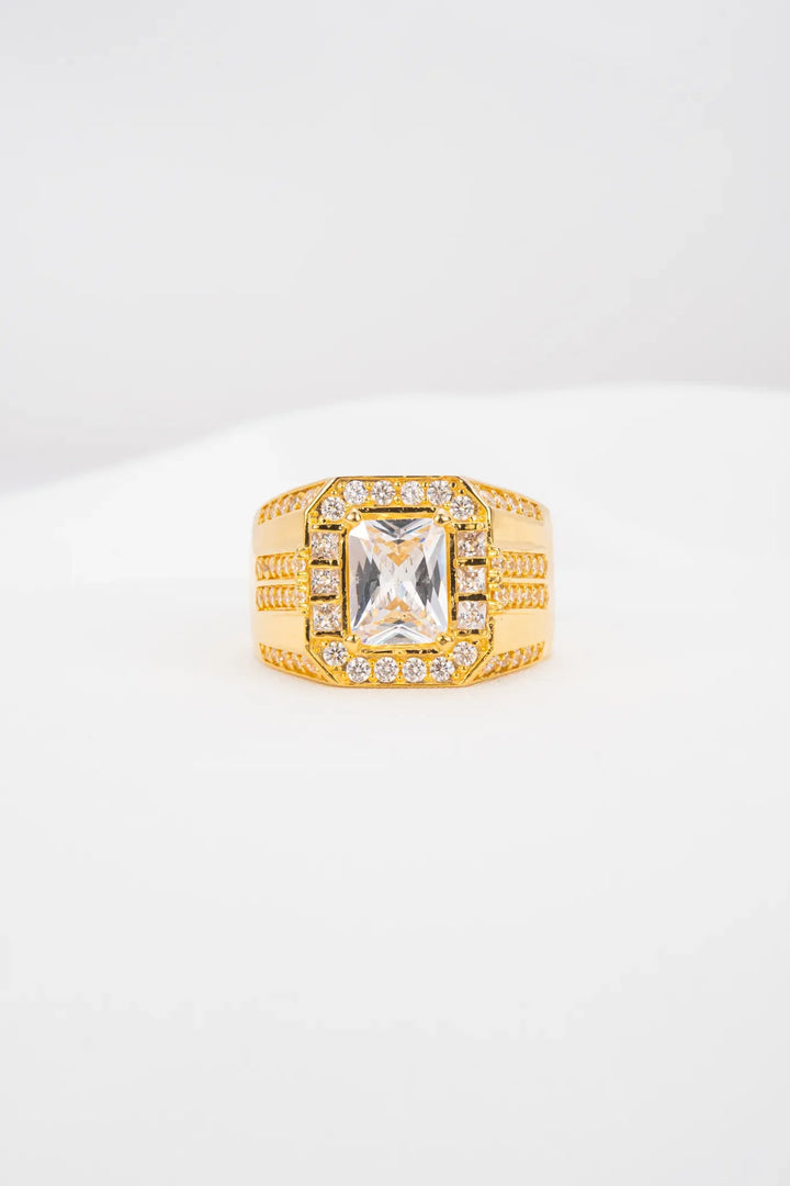 Nhẫn Nam Đá Vuông Vàng 16K đính đá Nam Phi Bảo Tín K&K