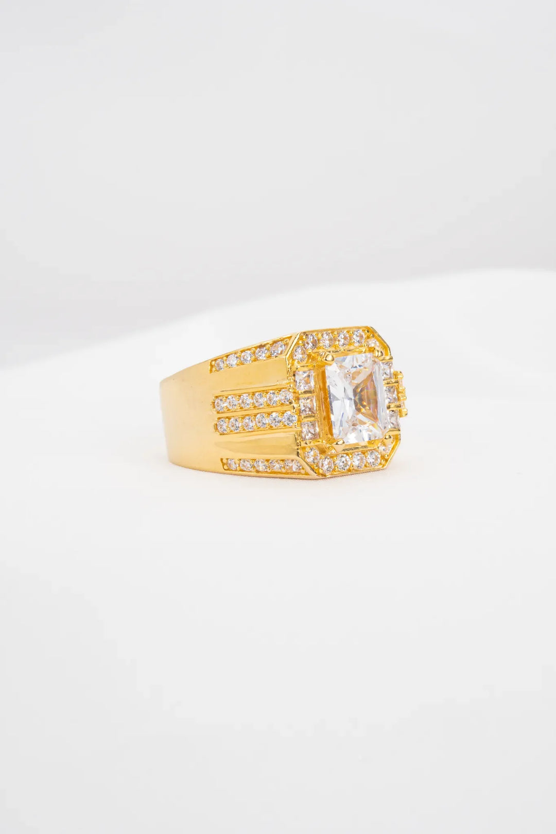 Nhẫn Nam Đá Vuông Vàng 16K đính đá Nam Phi Bảo Tín K&K