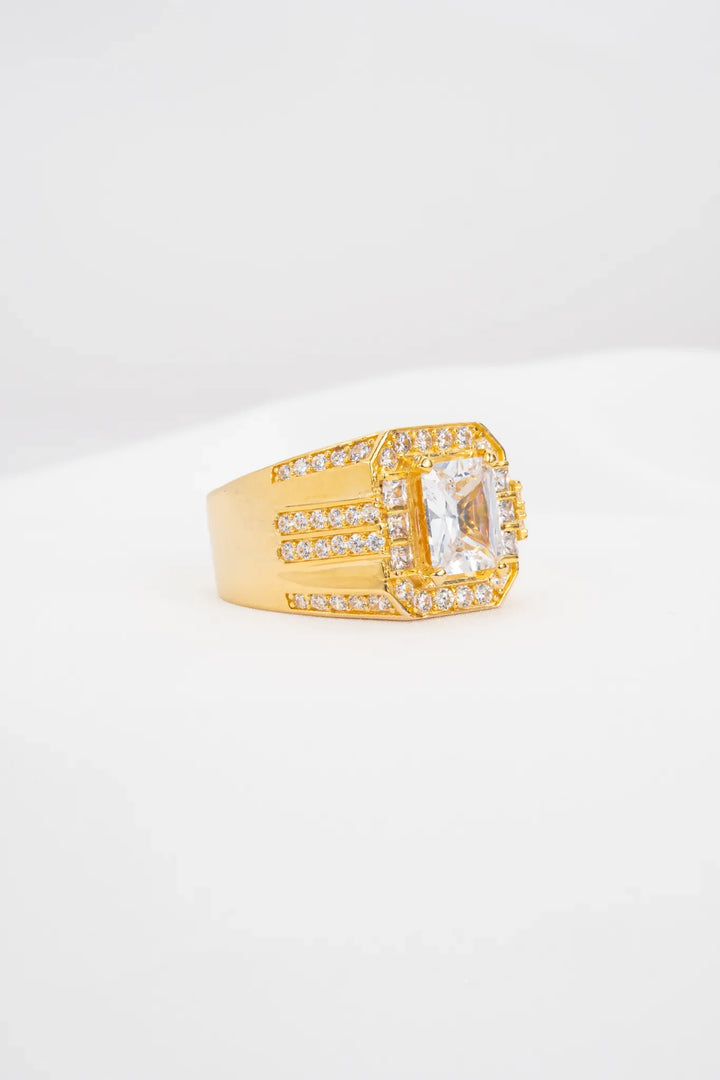 Nhẫn Nam Đá Vuông Vàng 16K đính đá Nam Phi Bảo Tín K&K