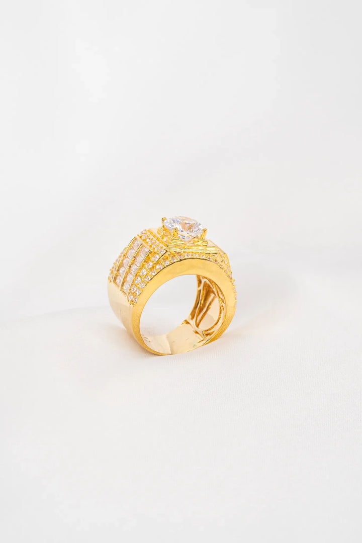 Nhẫn Nam Đá Baguette Viền Tấm Vàng 16K đính đá CZ Bảo Tín K&K