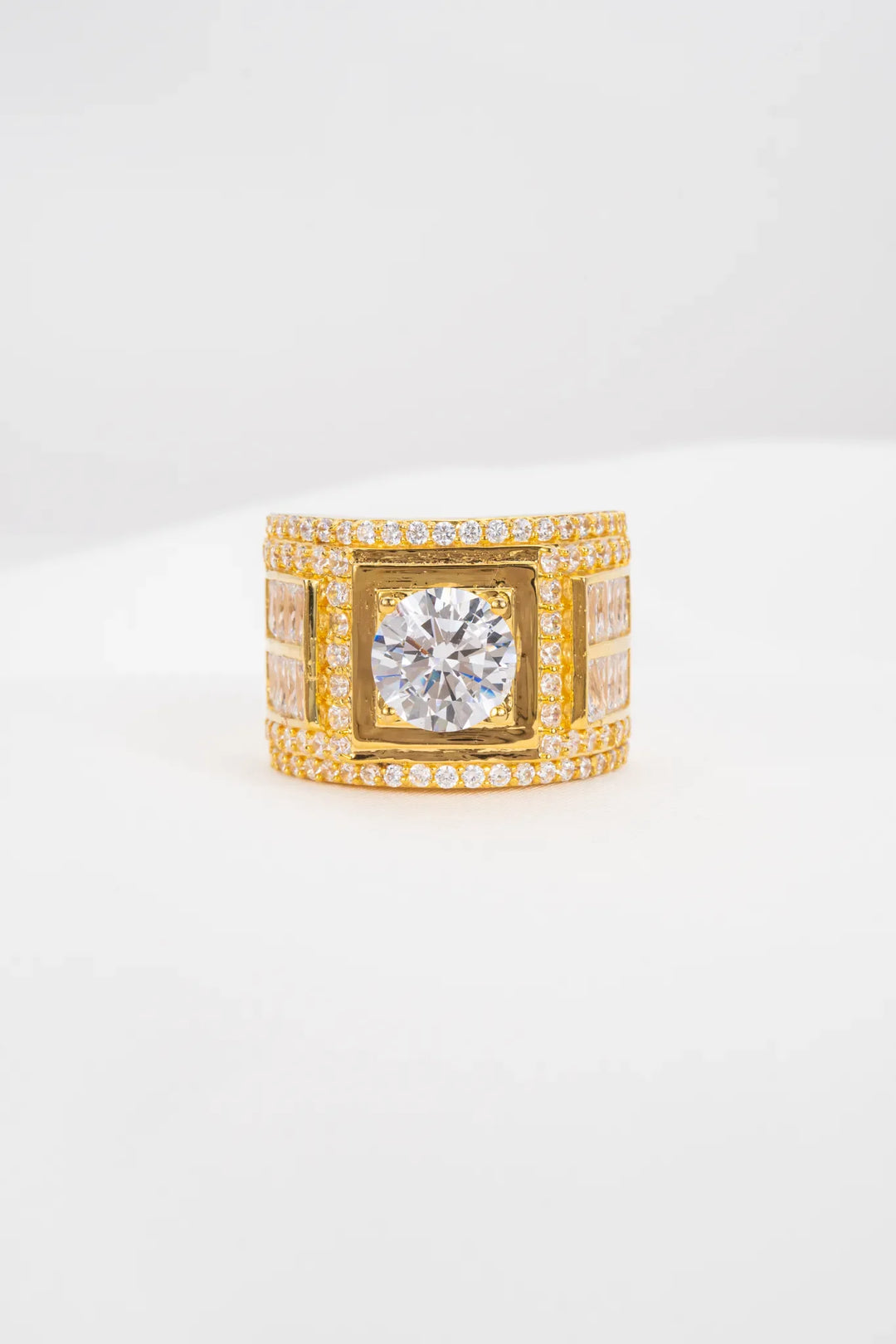 Nhẫn Nam Đá Baguette Viền Tấm Vàng 16K đính đá CZ Bảo Tín K&K