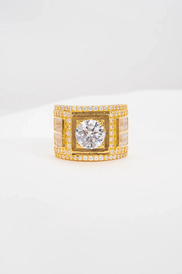 Nhẫn Nam Đá Baguette Viền Tấm Vàng 16K đính đá CZ Bảo Tín K&K