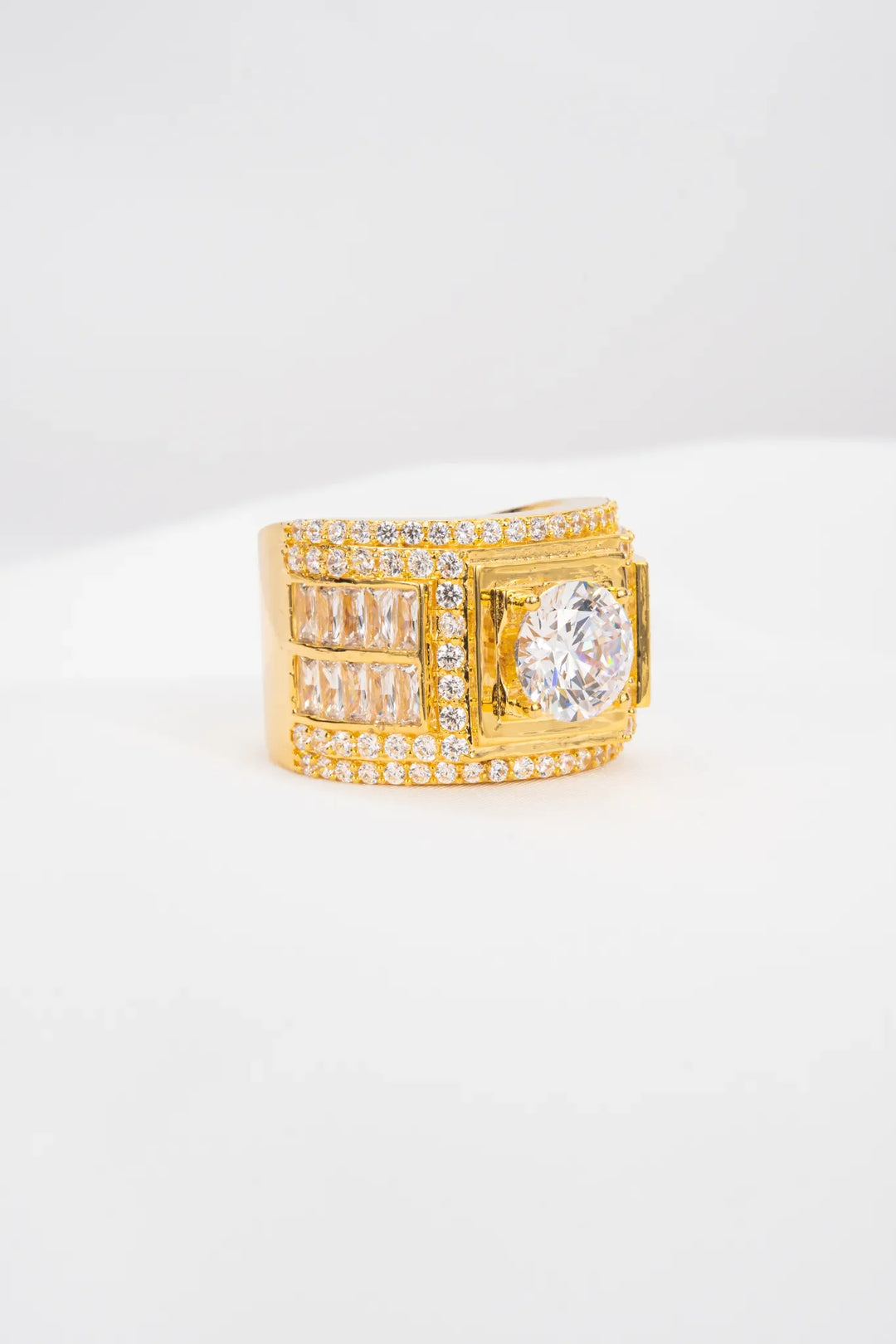 Nhẫn Nam Đá Baguette Viền Tấm Vàng 16K đính đá CZ Bảo Tín K&K