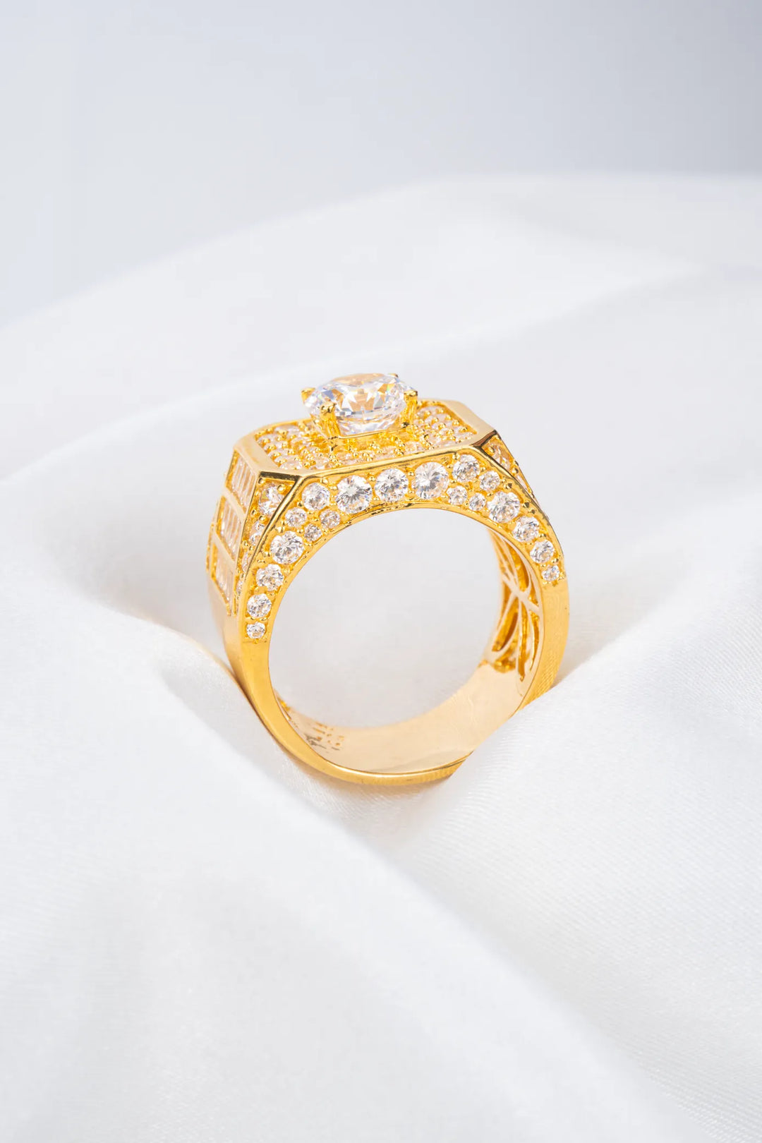 Nhẫn Nam Bản Vuông Tấm Baguette Vàng 16K đính đá CZ Bảo Tín K&K