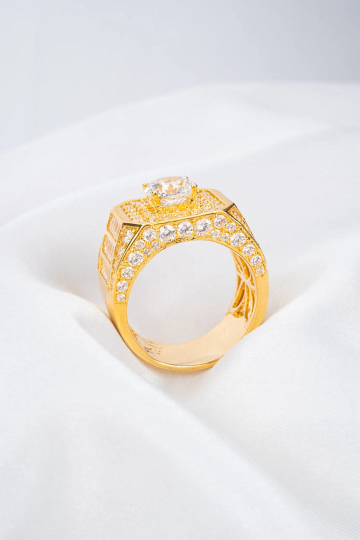 Nhẫn Nam Bản Vuông Tấm Baguette Vàng 16K đính đá CZ Bảo Tín K&K