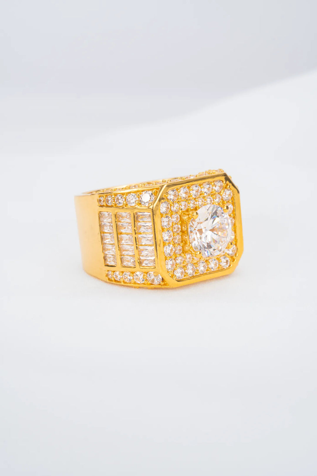 Nhẫn Nam Bản Vuông Tấm Baguette Vàng 16K đính đá CZ Bảo Tín K&K