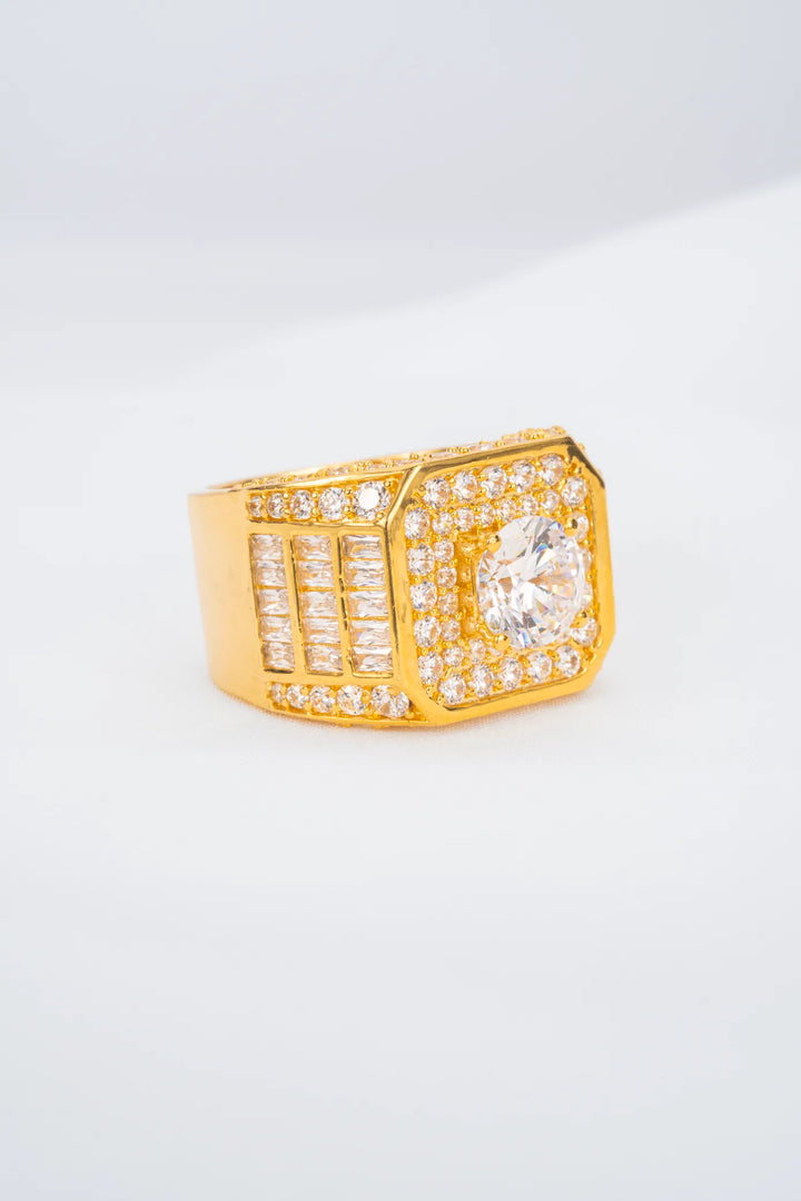 Nhẫn Nam Bản Vuông Tấm Baguette Vàng 16K đính đá CZ Bảo Tín K&K